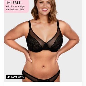 Elegant Black Lace Mesh minimizer Bra with Underwire 40D